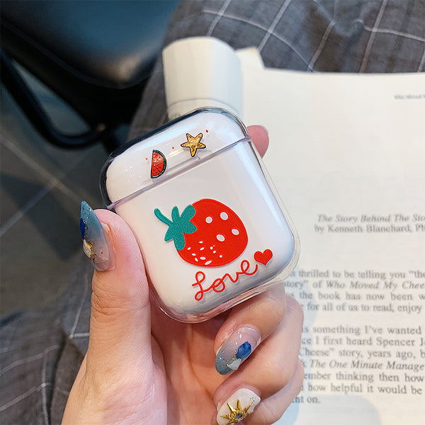 Transparent Strawberry Airpods Case For Iphone PN1251