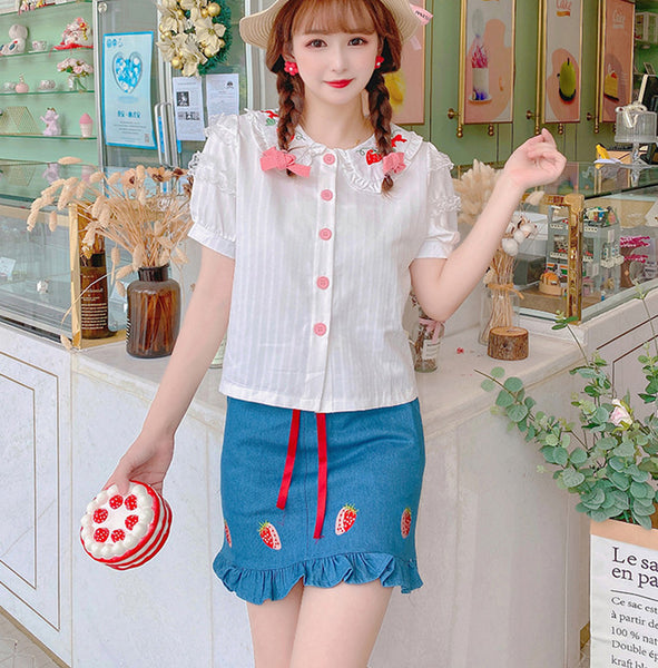 Fashion Strawberry Tshirt And Skirt Set PN3934