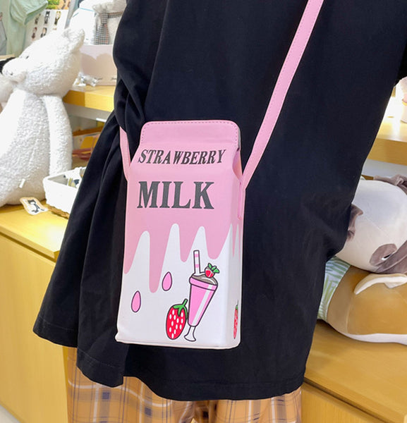 Kawaii Strawberry Milk Shoulder Bag PN5131