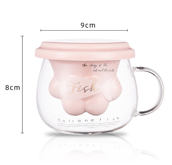 Cute Paw Glass Water Cup PN3957