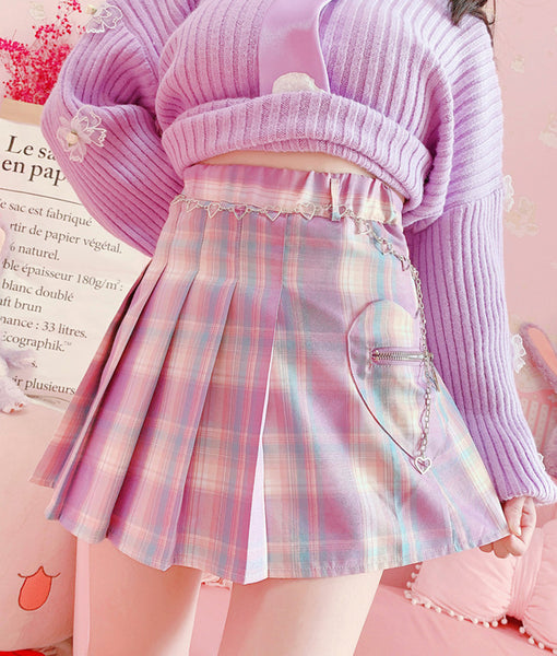 Pink Hearts Pleated Skirt PN3184