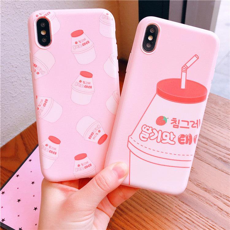 Milk And Strawberry Phone Case for iphone 6/6s/6plus/7/7plus/8/8P/X/XS/XR/XS Max/11/11pro/11pro max PN1010