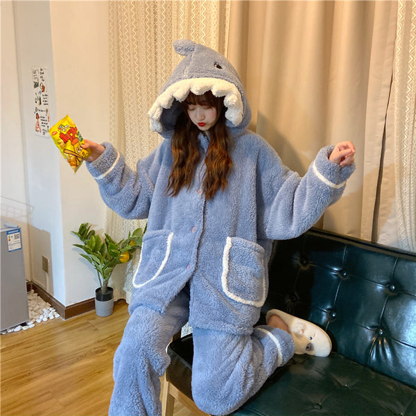 Kawaii Shark Winter Pajamas Suits Set PN4367