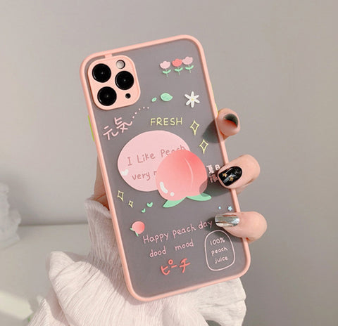 Cute Peach Phone Case for iphone Se/7/7plus/8/8P/X/XS/XR/XS Max/11/11pro/11pro max/12/12MINI/12pro/12pro max PN3063