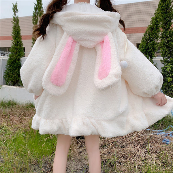 Cute Rabbit Ears Plush Coat PN3394