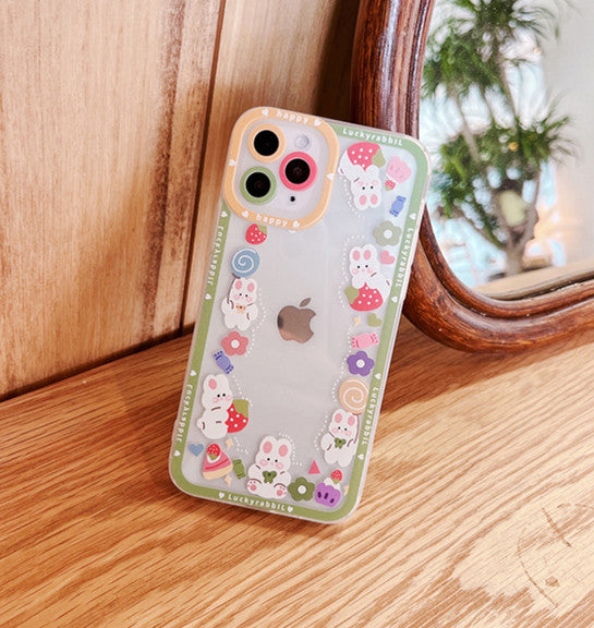 Cute Rabbit and Bear Phone Case for iphone X/XS/XR/XS Max/11/11pro/11pro max/12/12pro/12pro max/13/13pro/13pro max PN4792