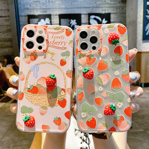 Cute Strawberry Phone Case for iphone 6/6s/6plus/7/7plus/8/8P/X/XS/XR/XS Max/11/11pro/11pro max/12/12pro/12pro max PN4010
