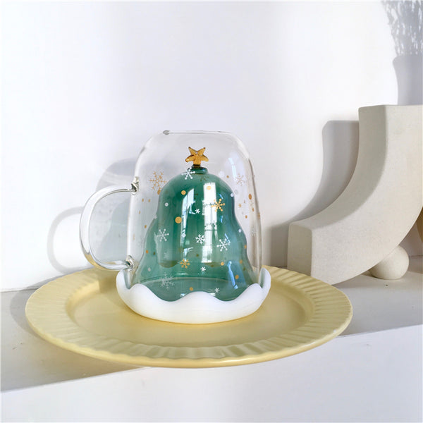 Christmas Tree Double Glass Water Cups PN2271