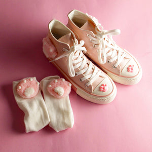 Fashion Cat Paw Canvas Shoes And Socks PN2224