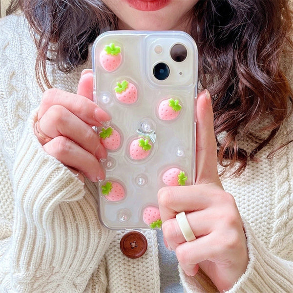 Kawaii Strawberry Phone Case for iphone 7/7plus/8/8P/X/XS/XR/XS Max/11/11pro/11pro max/12/12pro/12pro max/13/13pro/13pro max PN4558