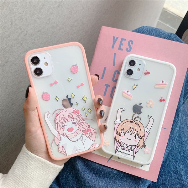Cartoon Girl Phone Case for iphone 7/7plus/8/8P/SE/X/XS/XR/XS Max/11/11pro/11pro max PN3009