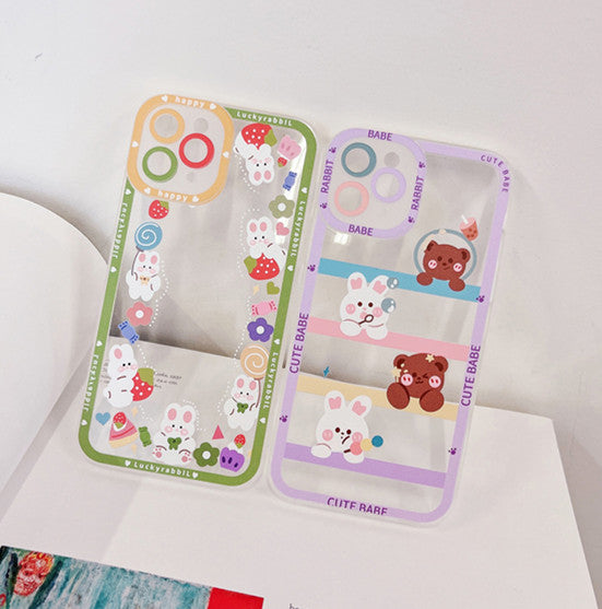 Cute Rabbit and Bear Phone Case for iphone X/XS/XR/XS Max/11/11pro/11pro max/12/12pro/12pro max/13/13pro/13pro max PN4792