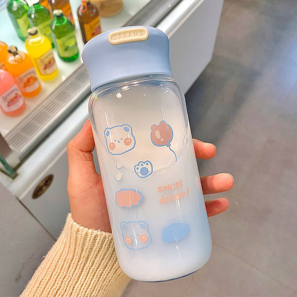 Kawaii Bear Glass Water Bottle PN4301