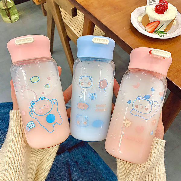 Kawaii Bear Glass Water Bottle PN4301