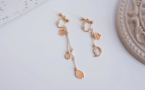 Cute Rabbit And Flower Earrings/Clips PN4520