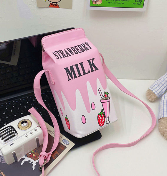 Kawaii Strawberry Milk Shoulder Bag PN5131