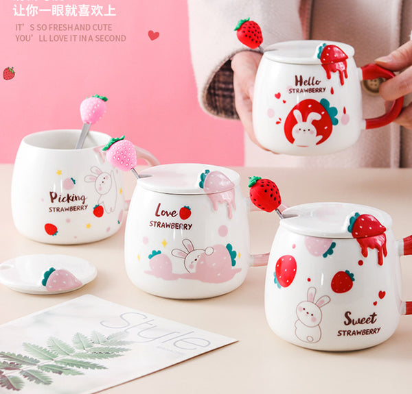 Strawberry Rabbit Ceramic Mugs PN4960