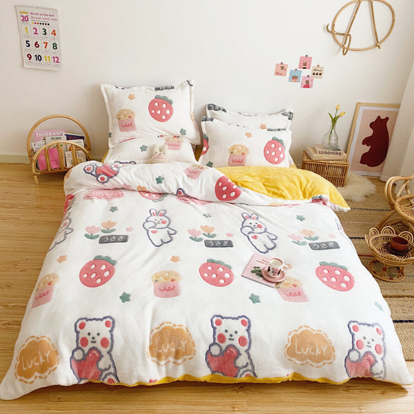 Kawaii Bear Strawberry Bedding Set PN4547