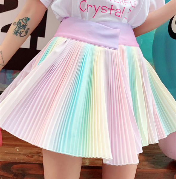 Fashion Rainbow Girls Pleated Skirt PN2041