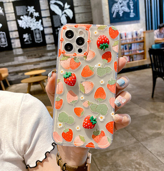 Cute Strawberry Phone Case for iphone 6/6s/6plus/7/7plus/8/8P/X/XS/XR/XS Max/11/11pro/11pro max/12/12pro/12pro max PN4010