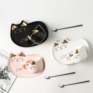 Lovely Cat Ceramic Cup And Dish PN2653