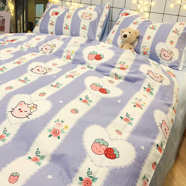 Lovely Cat Strawberry Bedding Set PN4061