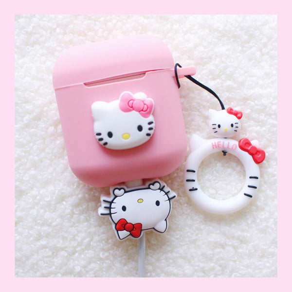 Pink Cat Airpods Wire Protector And Case For Iphone PN1182