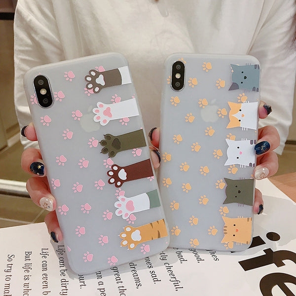 Lovely Cats Paw Phone Case for iphone 6/6s/6plus/7/7plus/8/8P/X/XS/XR/XS Max PN1813