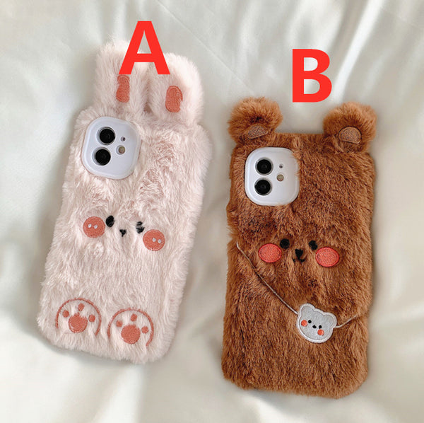 Soft Bear and Rabbit Phone Case for iphone 7/7plus/8/8P/X/XS/XR/XS Max/11/11pro/11pro max12/12mini/12pro/12pro max PN3407