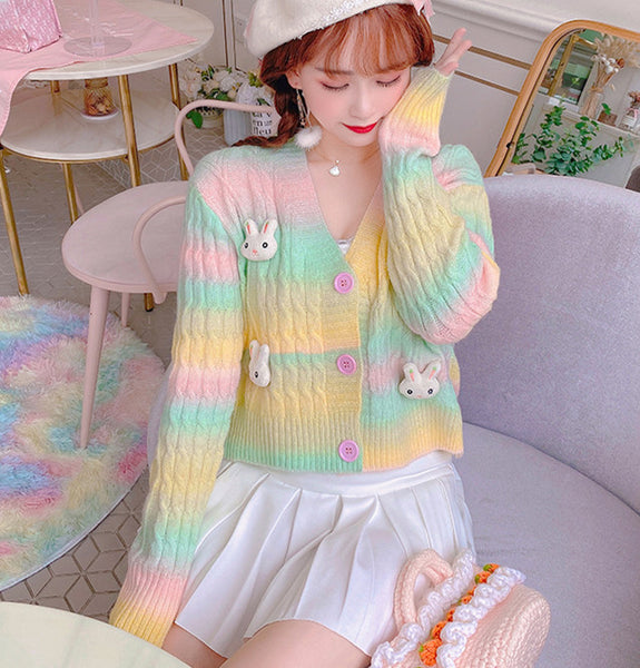 Kawaii Rainbow Sweater Coat PN4242