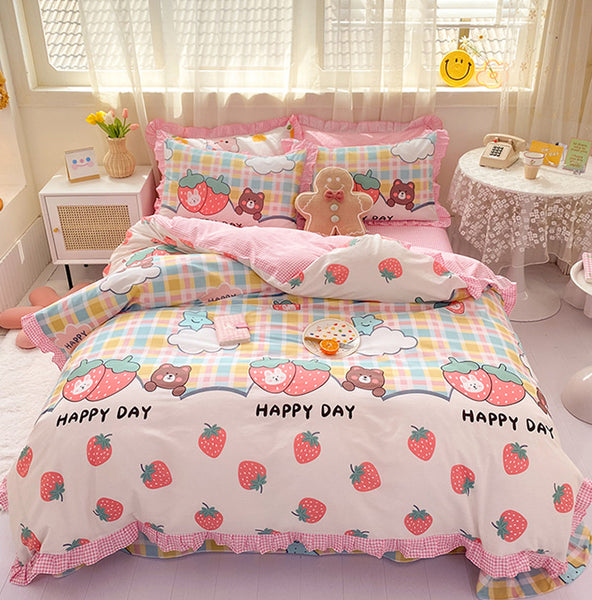 Cute Bear Strawberry Bedding Set PN3860