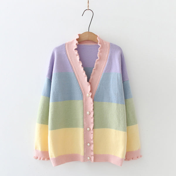 Fashion Rainbow Sweater Coat PN4007