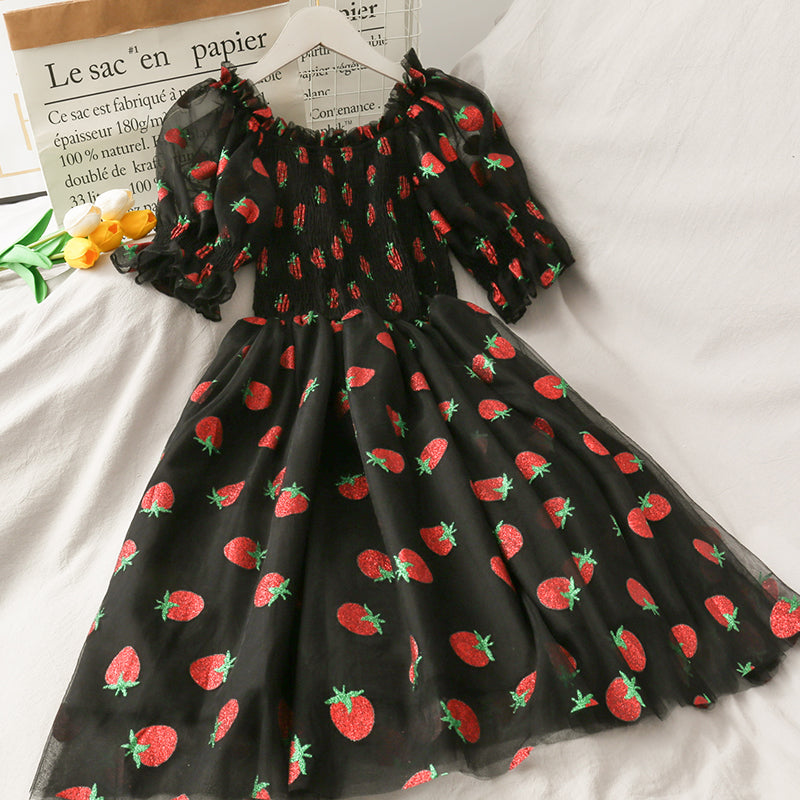 cute strawberry dress Fashion Strawberry Girls Dress PN4175 – Pennycrafts