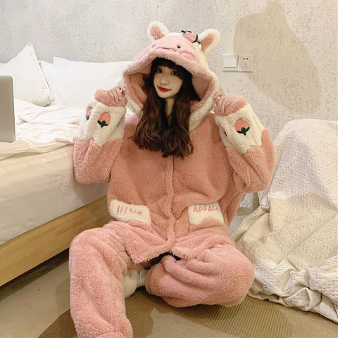 Sweet Strawberry Winter Pajamas Suits Set PN3511