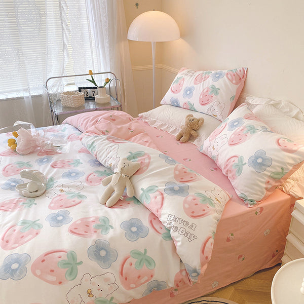 Pink Strawberry Rabbit Bedding Set PN5173