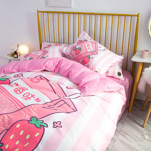 Fashion Strawberry Milk Bedding Set PN2404