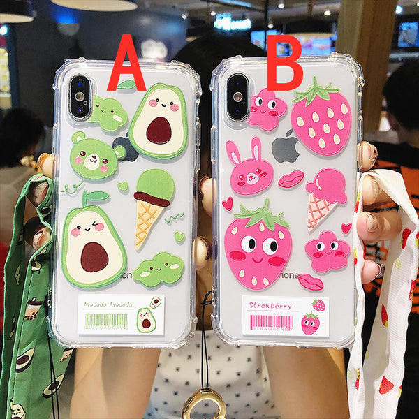 Strawberry and Avocado Phone Case for iphone 6/6s/6plus/7/7plus/8/8P/X/XS/XR/XS Max PN1852
