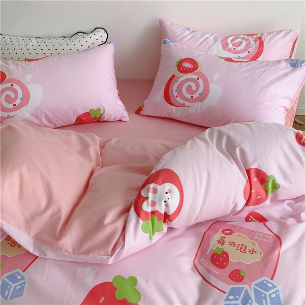 Sweet Strawberry Milk Bedding Set PN4324