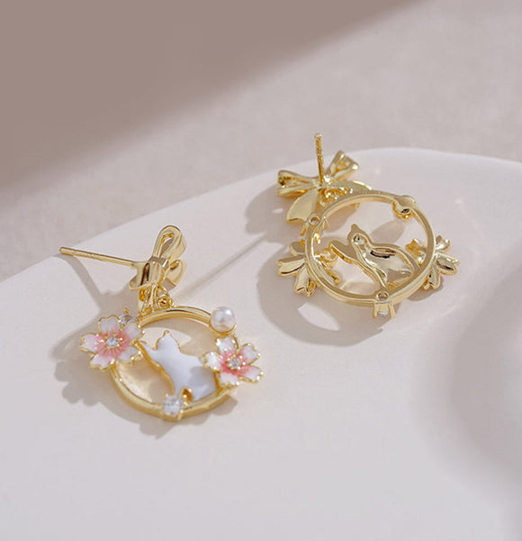 Sakura Cat Earrings PN5194
