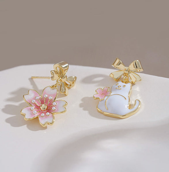 Sakura Cat Earrings PN5156