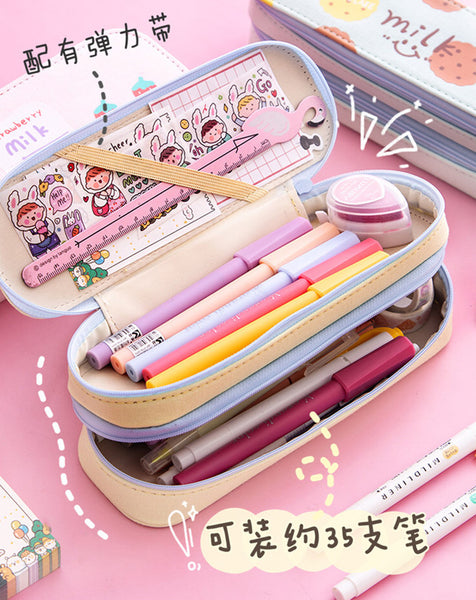 Kawaii Strawberry Milk Pencil Bag PN2648