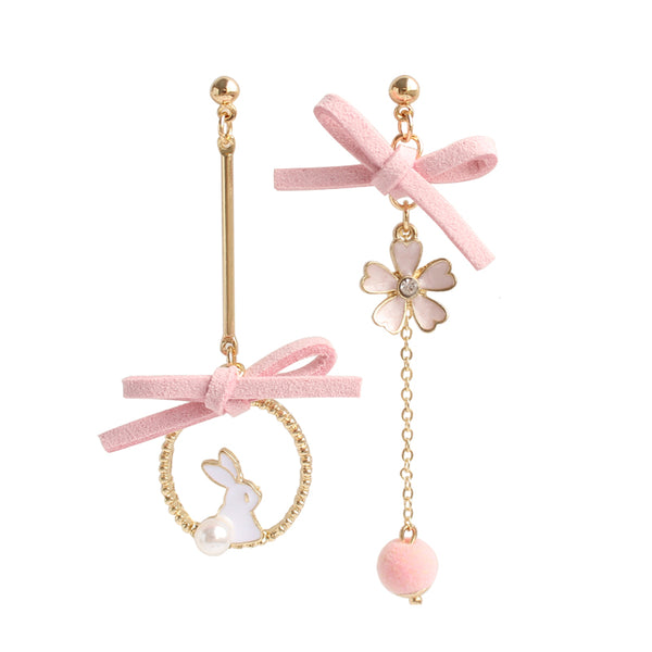 Kawaii Rabbit Sakura Earrings/Clips PN3858
