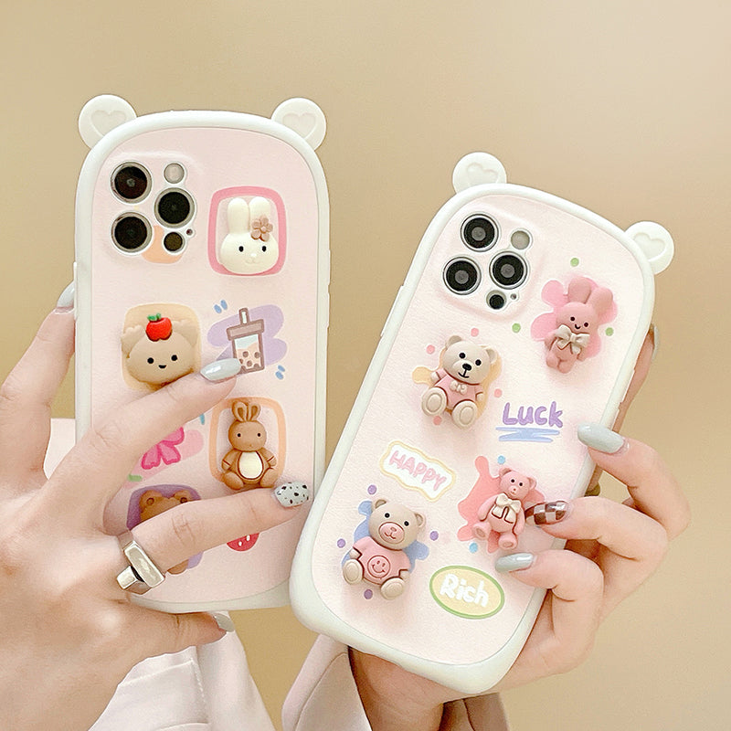 Rabbit and Bear Phone Case for iphone 7/7plus/SE2/8/8P/X/XS/XR/XS Max/11/11pro/11pro max/12/12pro/12pro max/13/13pro/13pro max PN4895