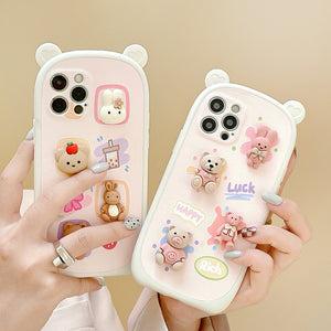 Rabbit and Bear Phone Case for iphone 7/7plus/SE2/8/8P/X/XS/XR/XS Max/11/11pro/11pro max/12/12pro/12pro max/13/13pro/13pro max PN4895