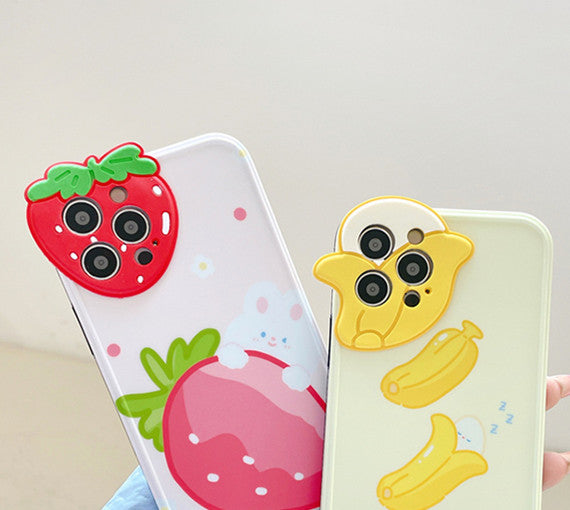 Kawaii Strawberry and Banana Phone Case for iphone 7/7plus/8/8P/X/XS/XR/XS Max/11/11pro/11pro max/12/12mini/12pro/12pro max PN4114