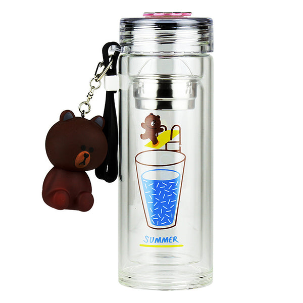 Cony and Bear Double Glass Water Bottle PN1145