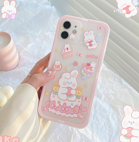 Cute Rabbit Phone Case for iphone 7/7plus/8/8P/X/XS/XR/XS Max/11/11pro/11pro max/12/12mini/12pro/12pro max/13/13mini/13pro/13pro max PN4969