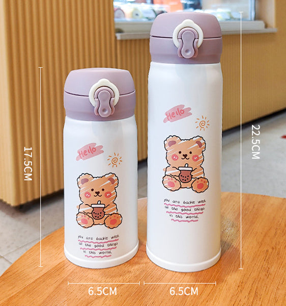 Lovely Bear and Rabbit Vacuum Water Bottle PN4603