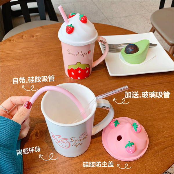 Kawaii Strawberry Ceramic Mugs PN3824