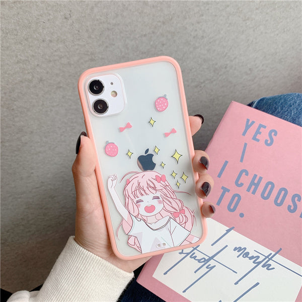 Cartoon Girl Phone Case for iphone 7/7plus/8/8P/SE/X/XS/XR/XS Max/11/11pro/11pro max PN3009